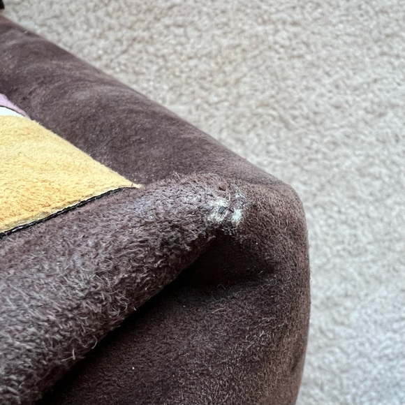 Vintage Pamela McCoy Wavy Color Block Genuine Suede Tote - Picture 12 of 13